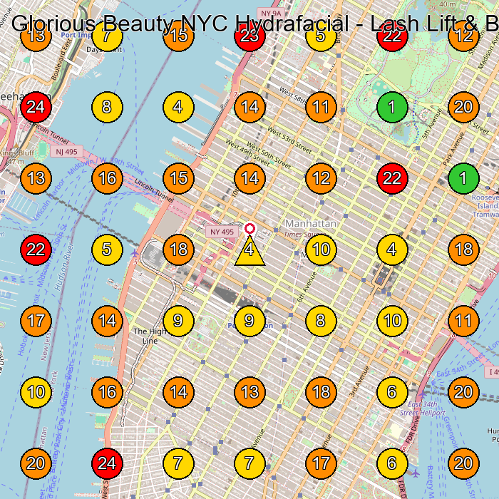 Glorious Beauty NYC Hydrafacial - Lash Lift & Brow Bar Eyebrow Bar GeoGrid ranking map for New York NY